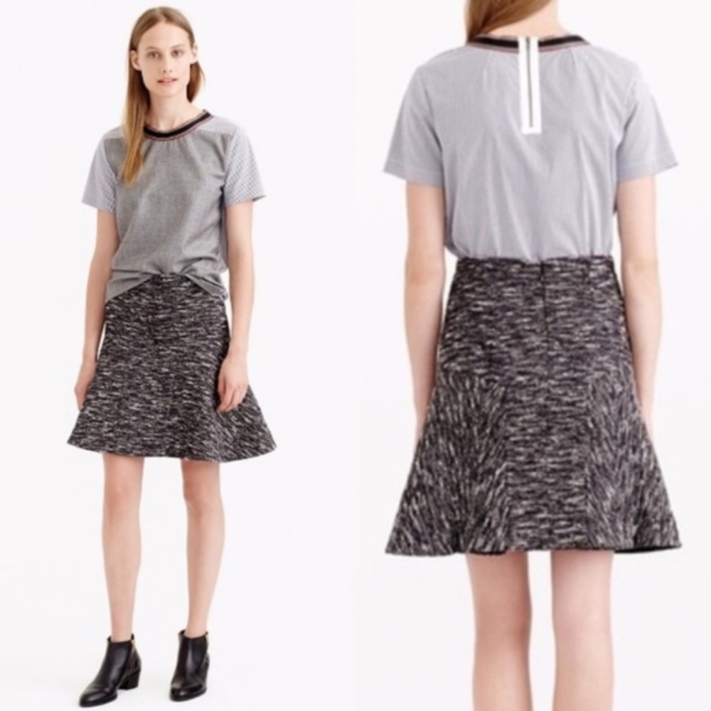 J Crew Plaza Skirt in Tweed Marled Space Dye Trumpet